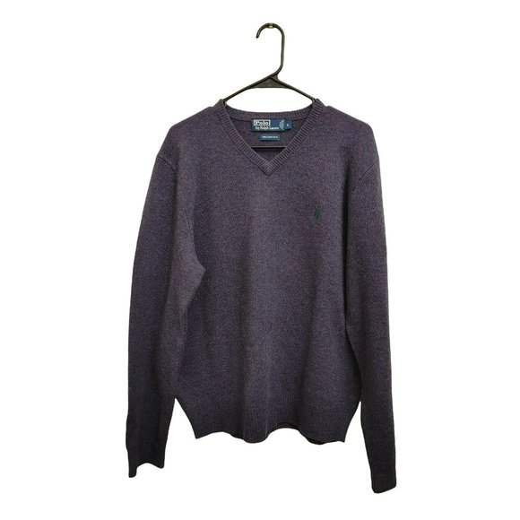 Polo Ralph Lauren 100% Lambs Wool Men's Vneck Sweater Large - Picture 1 of 6